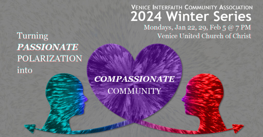 Facebook Post for the Venice Interfaith Community Association's 2024 Winter Series